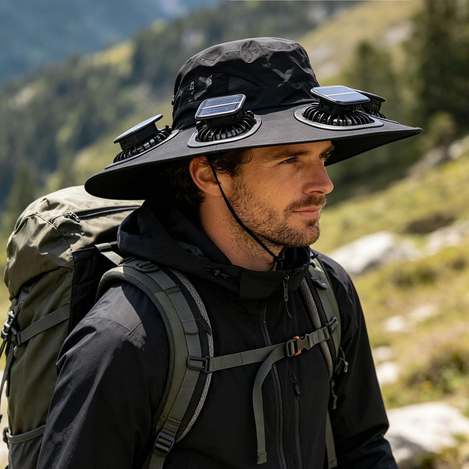 Visor Sun Hat - قبعة شمسية بـ 6 مراوح للرجال