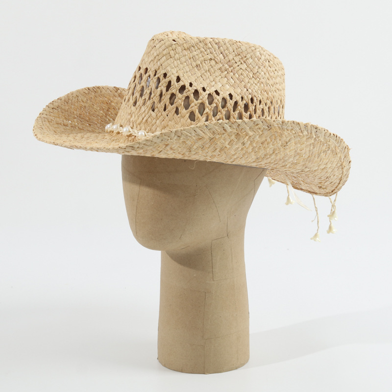 قبعة كاوبوي جديدة للجنسين من ا - مراجعة Cowboy Hat Straw وسعره
